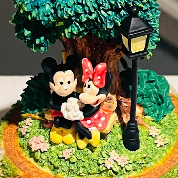 Mickey & Minnie Park Bench Figurine with Pluto – Disney Parks Resin Statue - Picture 1 of 9